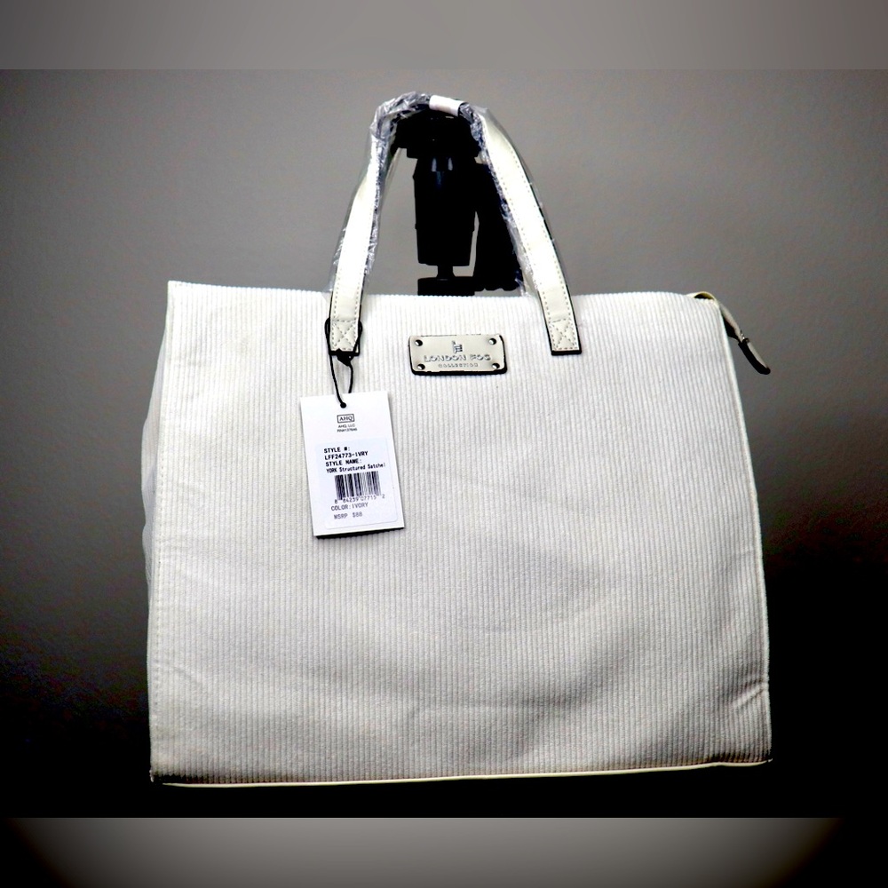 NWT London Fog Ivory Corduroy Tote Crossbody Strap